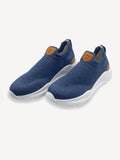 Sneakers Knit with breathable fabric upper, leather details, rubber sole, and slip-on design for casual comfort - Denim Color 100% Capri
