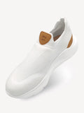Sneakers Knit with breathable fabric upper, leather details, and flexible rubber sole for casual wear - White Color 100% Capri