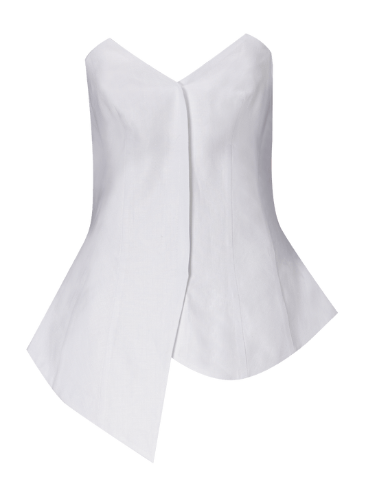 top nicole for women 100% capri linen white top front