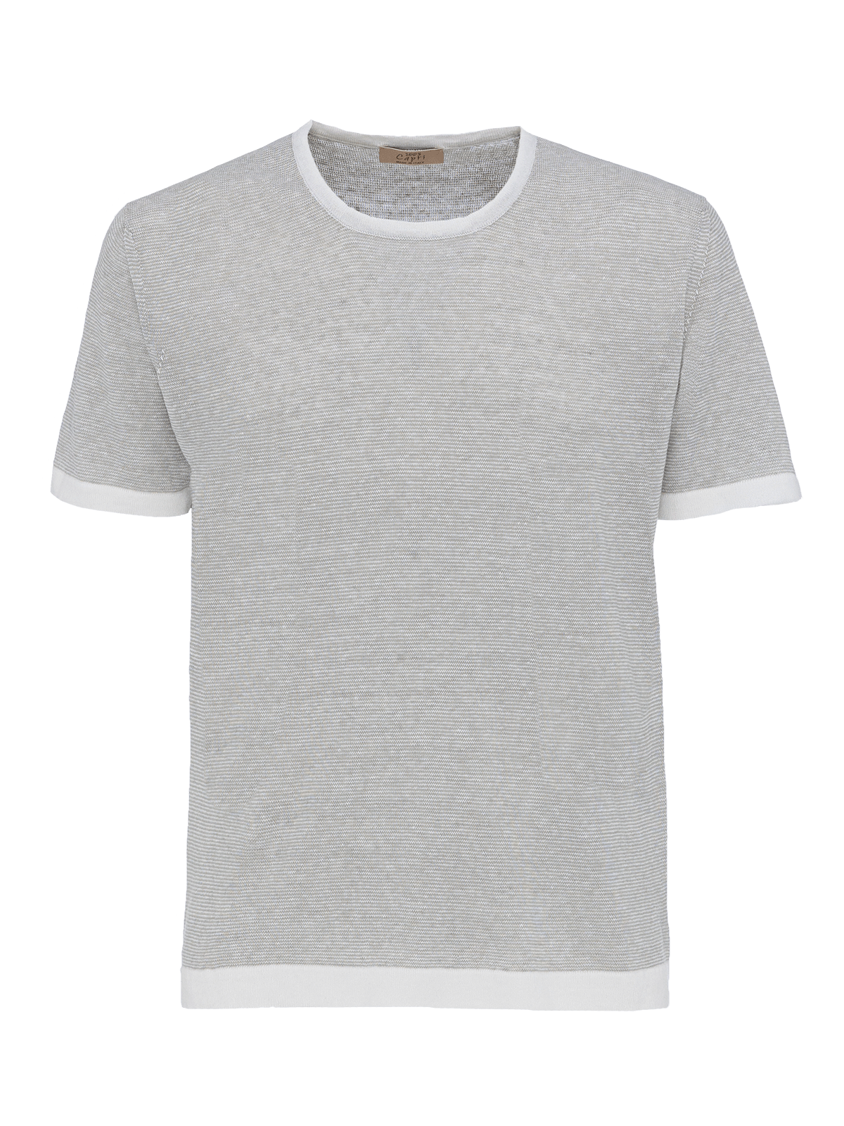 St. Barth linen T-Shirt for man 100% Capri light grey and white linen t-shirt front