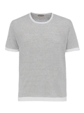 St. Barth linen T-Shirt for man 100% Capri light grey and white linen t-shirt front