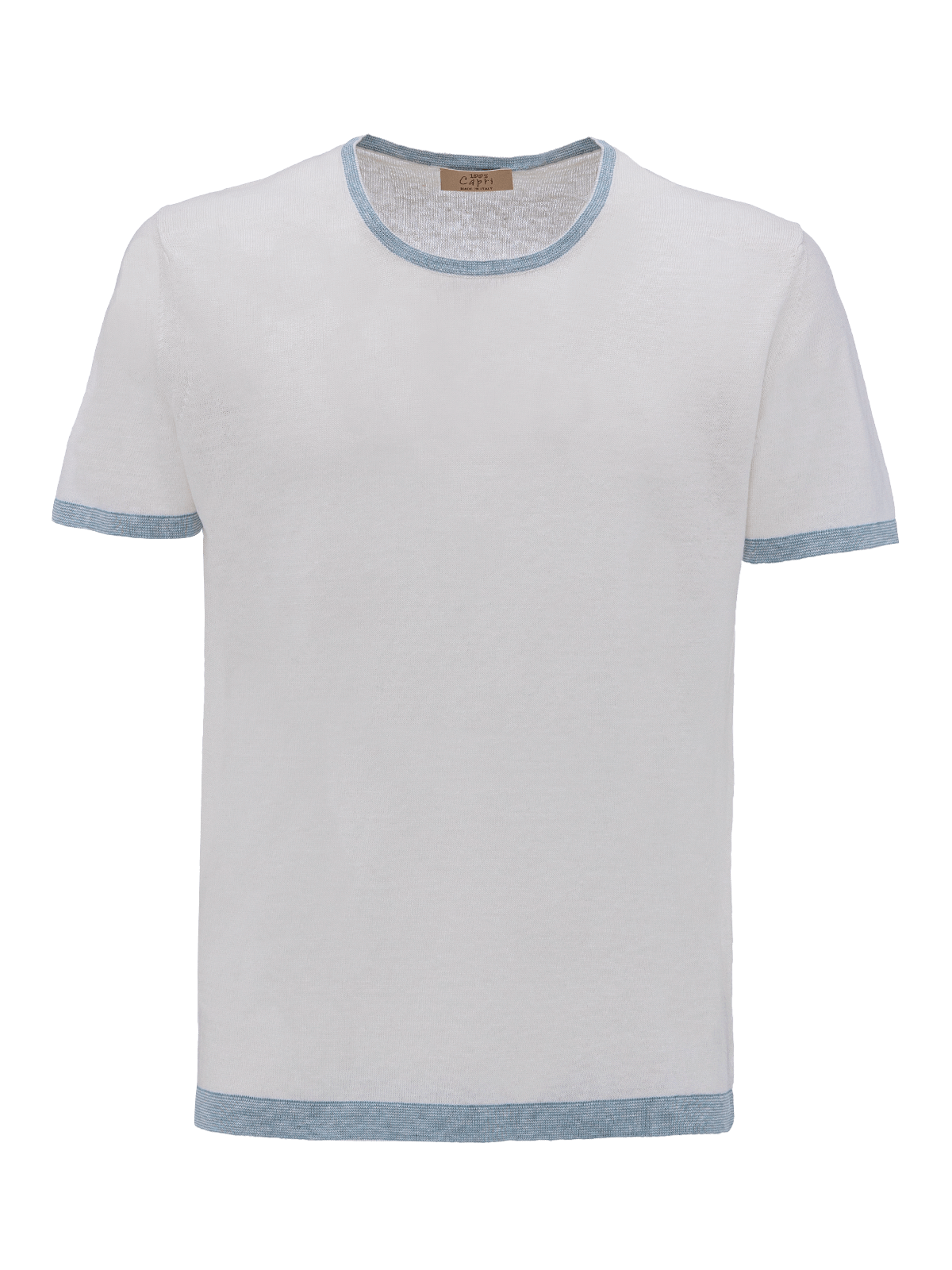 St. Barth linen T-Shirt for man 100% Capri white and jeans linen t-shirt front