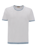 St. Barth linen T-Shirt for man 100% Capri white and jeans linen t-shirt front