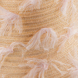 Cloche Bon Effiloche 100% Capri pink straw hat detail