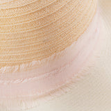 Capri Linen Hat for woman 100% Capri pink straw hat  detail