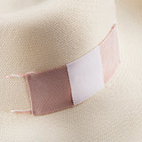 Player Trendy 100% Capri straw pink and white hat detail