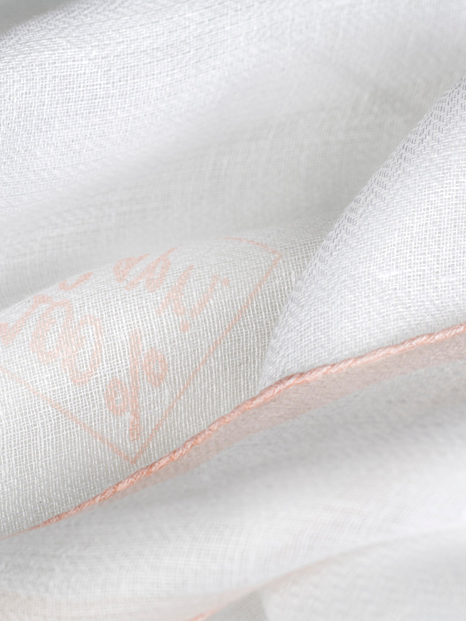 Rhombus Linen Scarf for women 100% Capri white and pink linen scarf detail