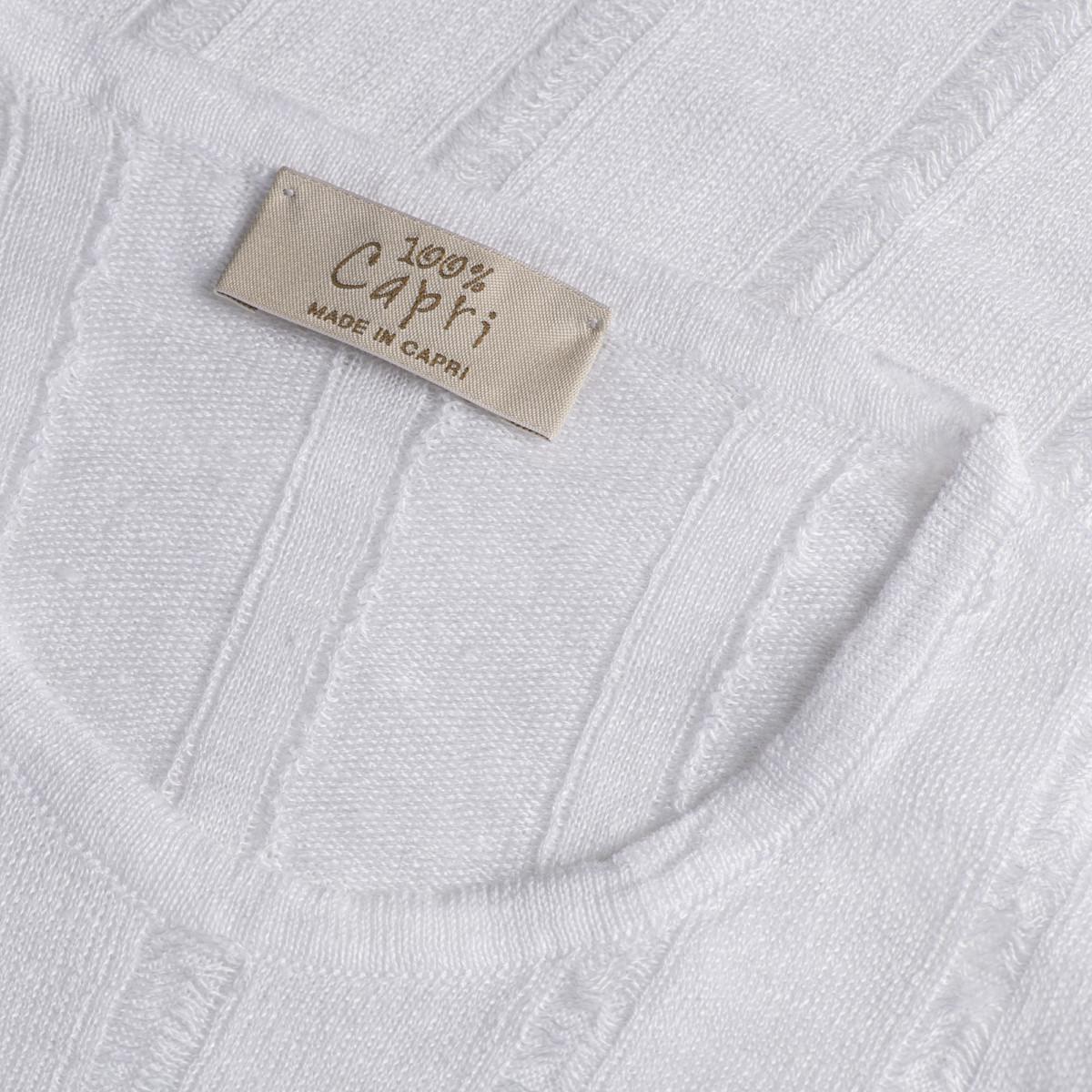 Abito sfrangiato corto 100% Capri white linen dress detail