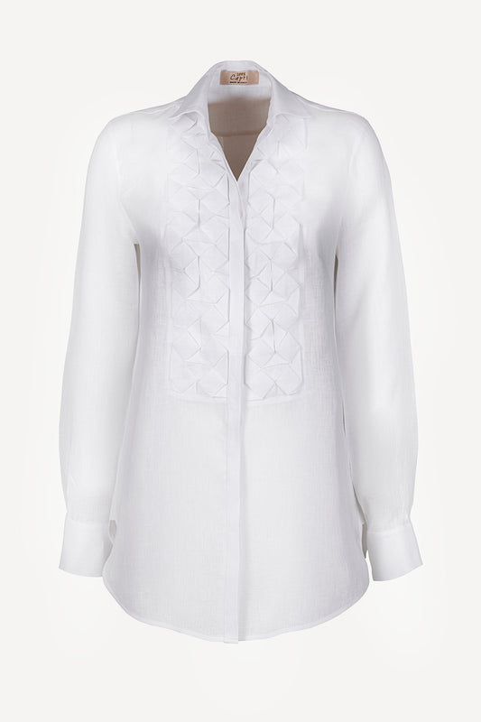 Camicia Nada 100% Capri white linen shirt front