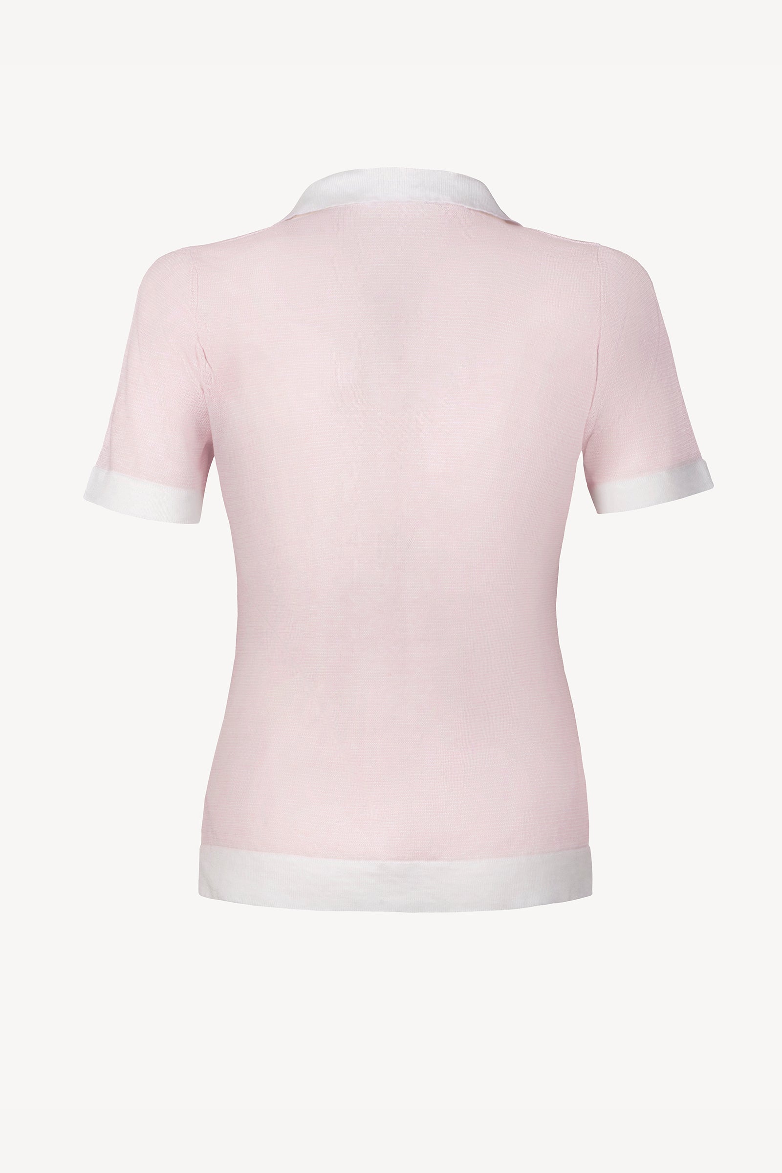 polo miami 100% Capri pink and white linen polo back