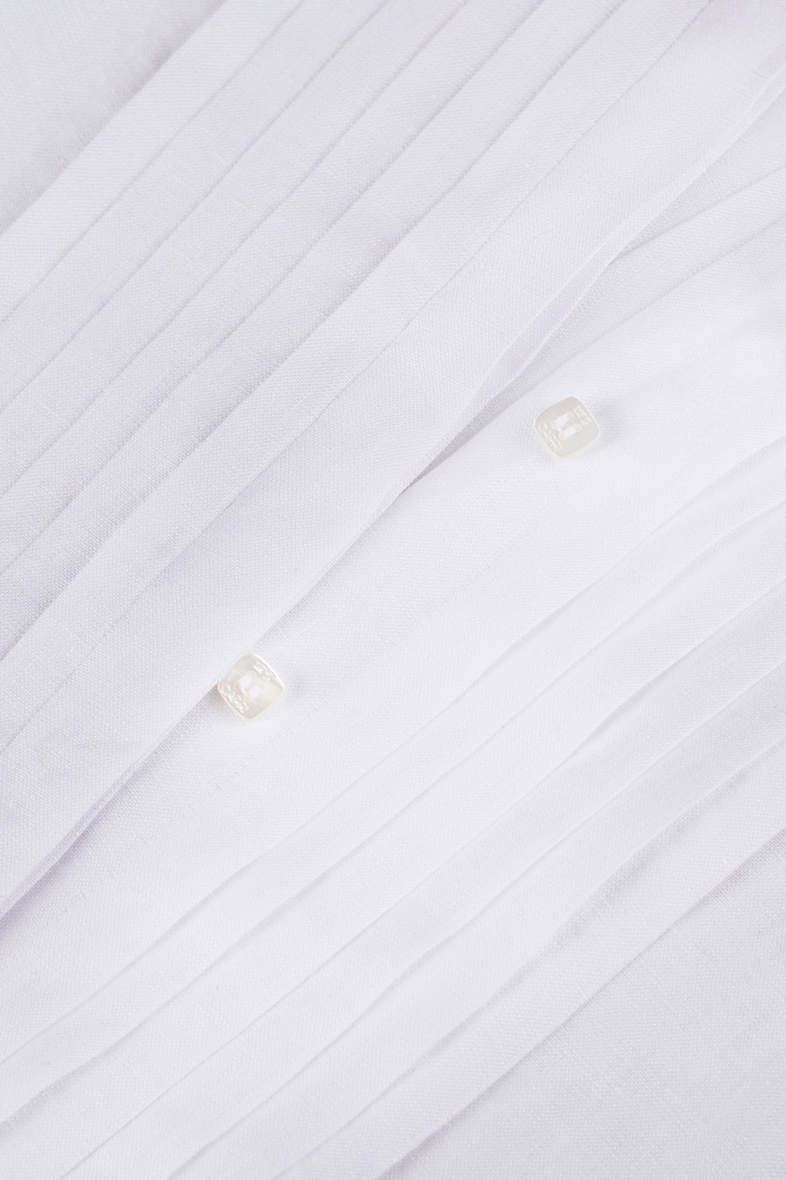 Camicia Plissé Long 100% Capri white linen shirt detail
