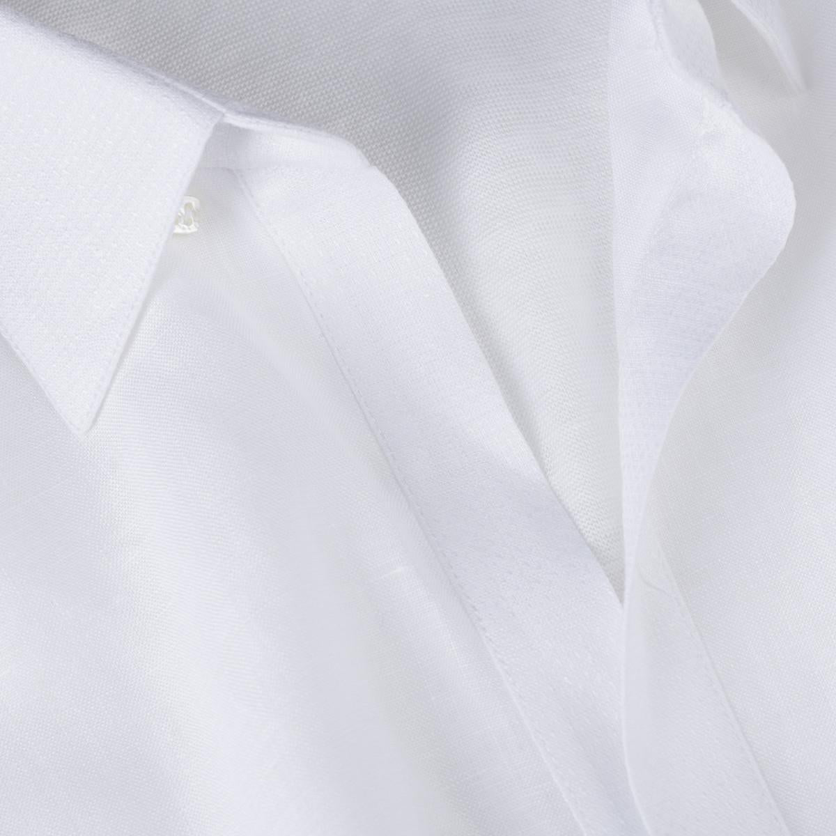 Camicia Portofino for man 100% Capri linen white t-shirt detail