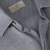 Camicia Short Sleeve 100% Capri dark grey linen shirt detail