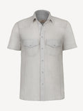 Camicia Denim front light grey color 100% Capri