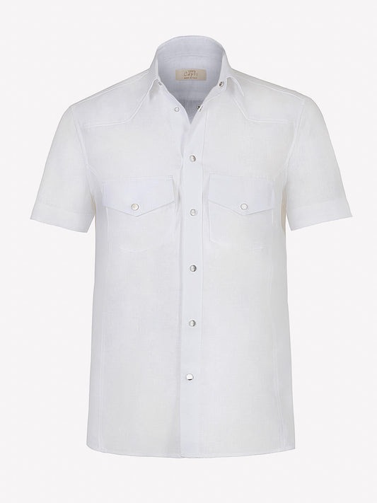 Camicia Denim front white color 100% Capri