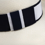 Panama Man 100% Capri blue and white straw hat detail
