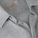 Camicia Short Sleeve 100% Capri light grey linen shirt detail