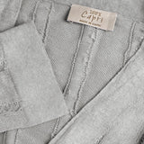 Cappotto Lungo Sfrangiato 100% Capri light grey linen dress detail