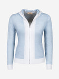 Cardigan Bordo Inglese 100% Capri jeans and white linen cardigan front