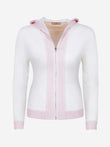 Cardigan Bordo Inglese 100% Capri white and pink linen cardigan front