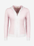 Cardigan Bordo Inglese 100% Capri pink and white linen cardigan front
