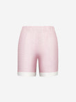 Short Brio 100% Capri pink and white linen short front
