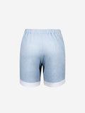 Short Brio 100% Capri blue and white linen short back
