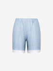 Short Brio 100% Capri blue and white linen short front