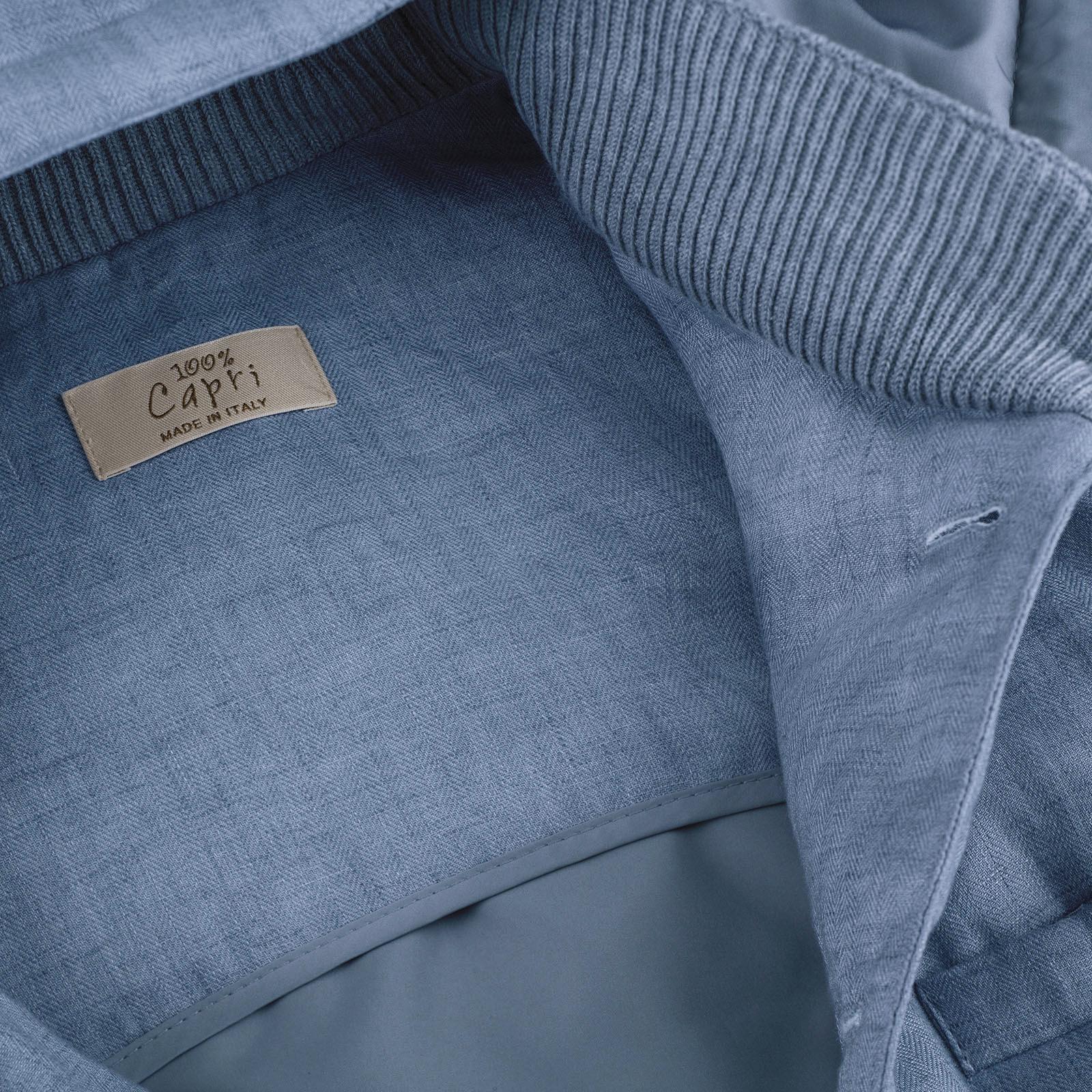Gilet Cappuccio 100% Capri jeans linen gilet detail