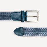 Belt 14/20 bicolor 100% Capri white and jeans leather belt