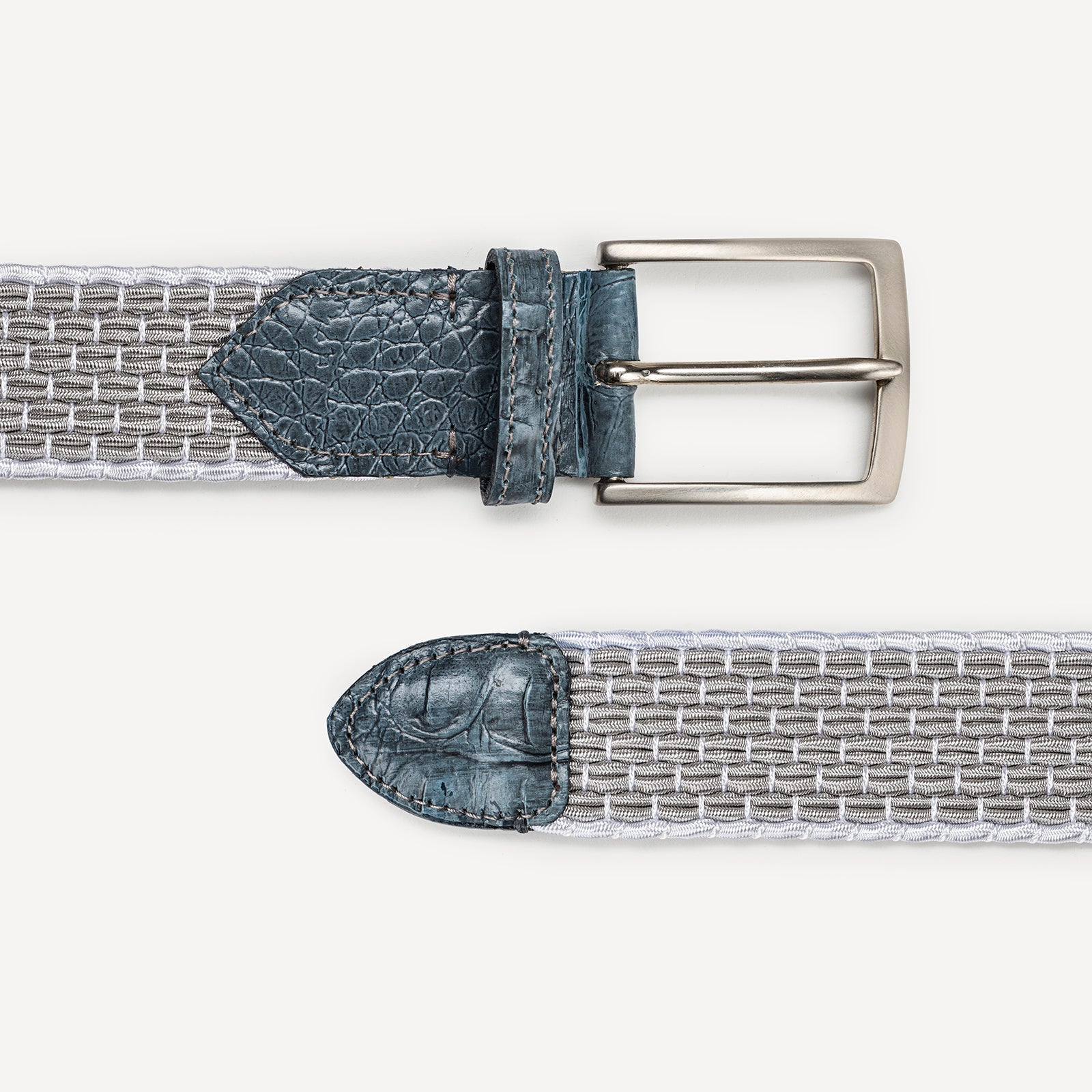Belt 14/20 bicolor 100% Capri light grey and white leather belt
