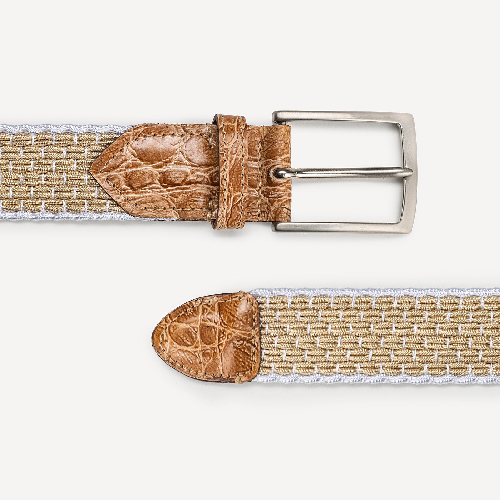 Belt 14/20 bicolor 100% Capri white and natural color leather belt