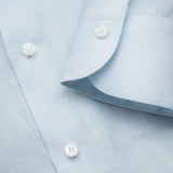 Camicia Mykonos 100% Capri aquamarine linen shirt detail