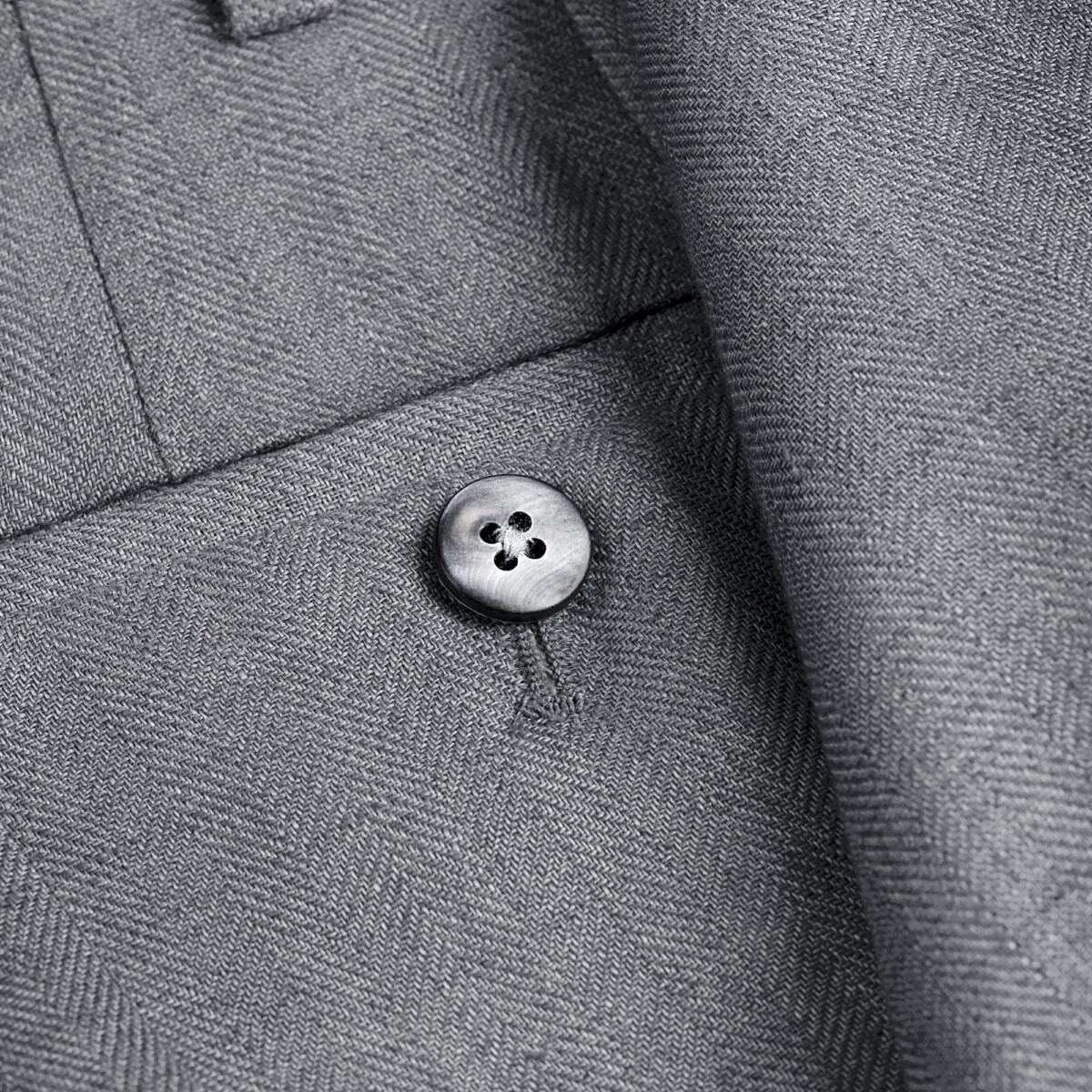 Pantalone Brezza 100% capri for man linen dark grey trouser detail