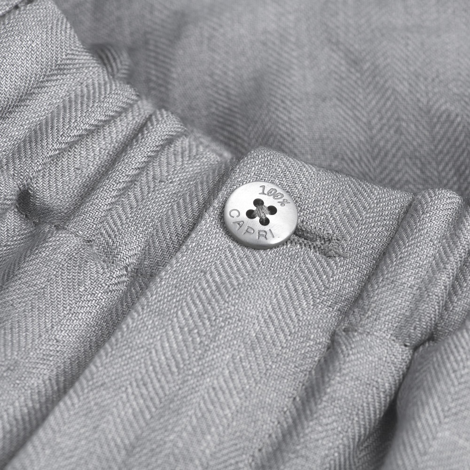 Pantalone Positano 100% Capri light grey linen trouser detail