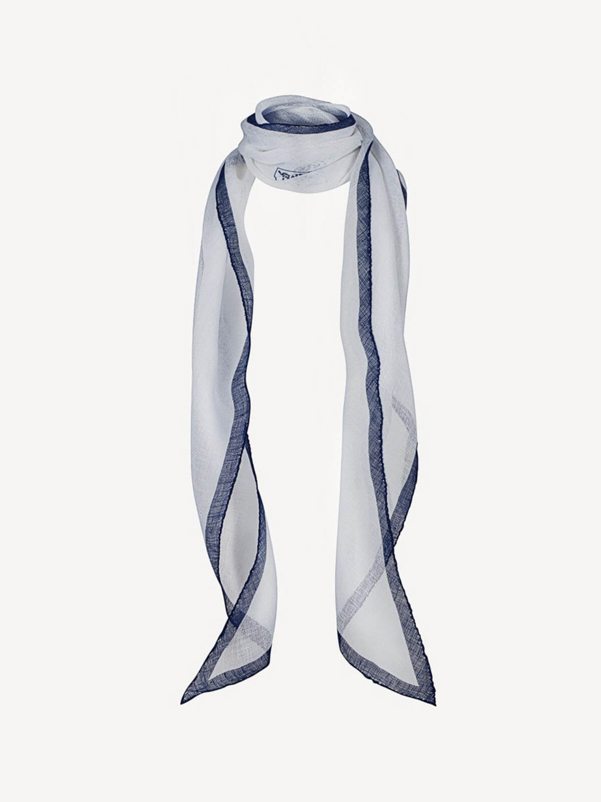 Rhombus Linen Scarf for women 100% Capri white and blue linen scarf