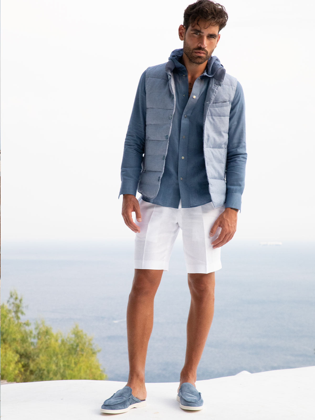 Sabot Portofino 100% Capri jeans leather sabot worn by model