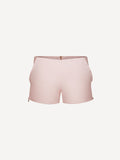 Short linen pants zip  for woman 100% Capri pink linen pant front