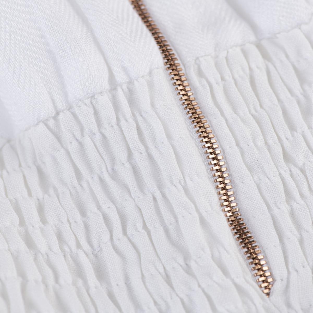 Tuta Zip  for woman  100% Capri white linen jumpsuit detail