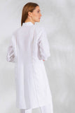 Tunica Line 100% Capri white linen dress back worn by model