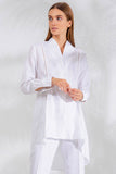 Tunica Line 100% Capri white linen dress front worn by model