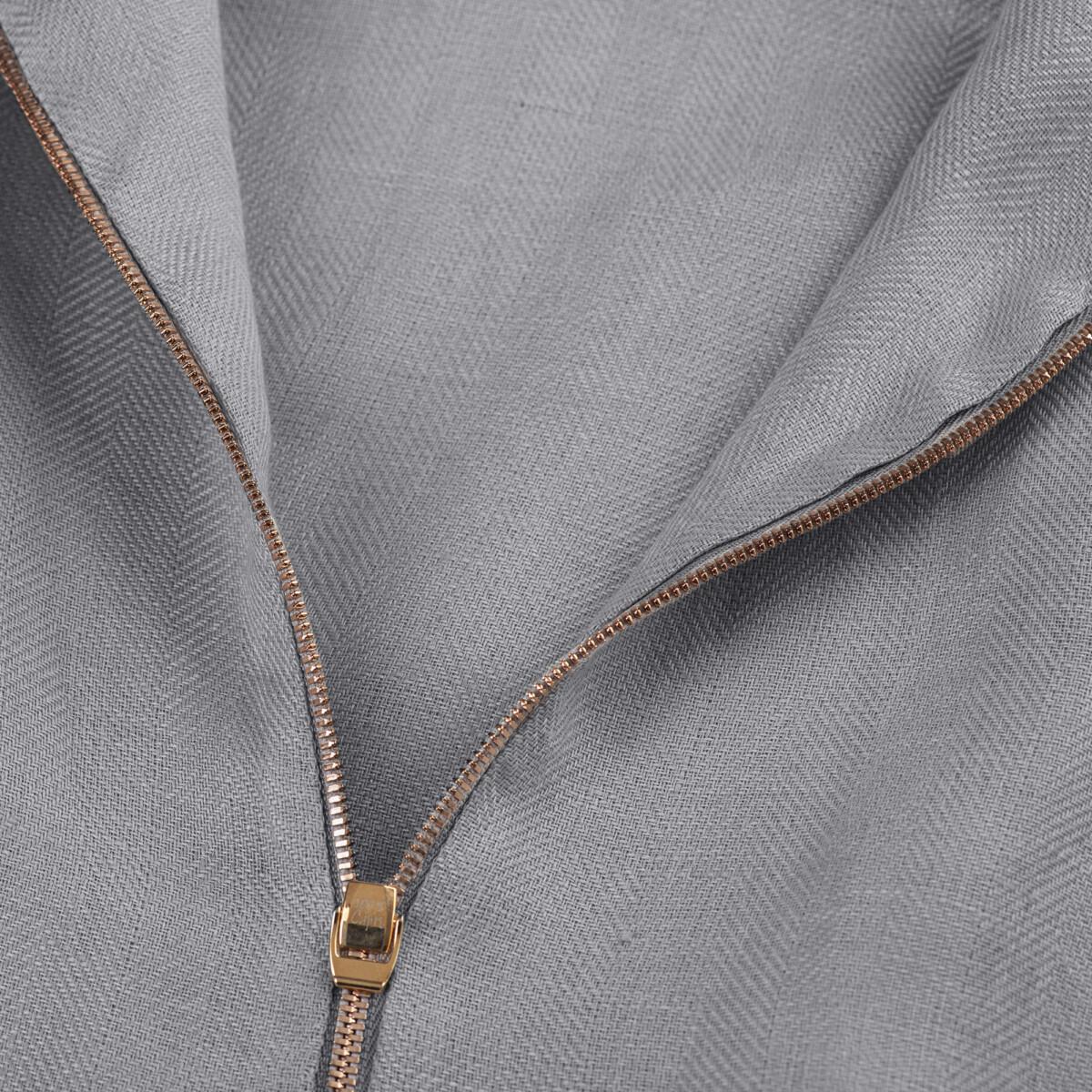 Tuta Zip  for woman  100% Capri dark grey linen jumpsuit detail