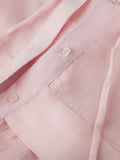 Abito Athina 100% Capri pink linen dress detail