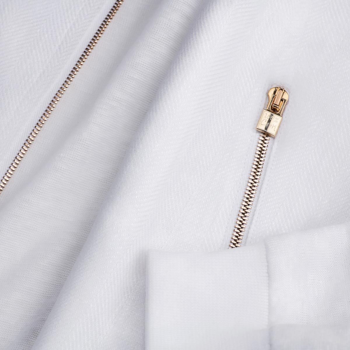 Bomber Zip 100% Capri white linen bomber detail