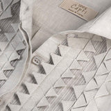 Camicia Origami 100% Capri light grey linen shirt detail
