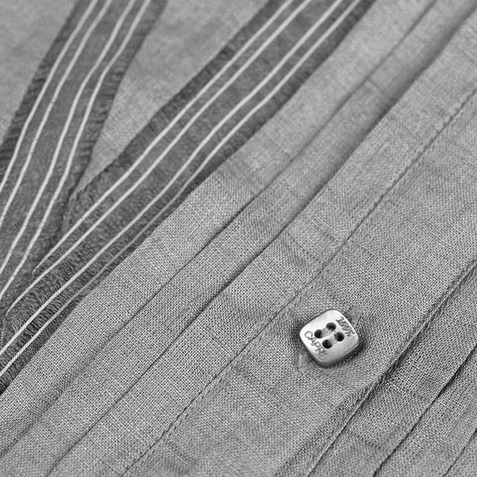 Camicia Royal 100% Capri light grey linen shirt detail