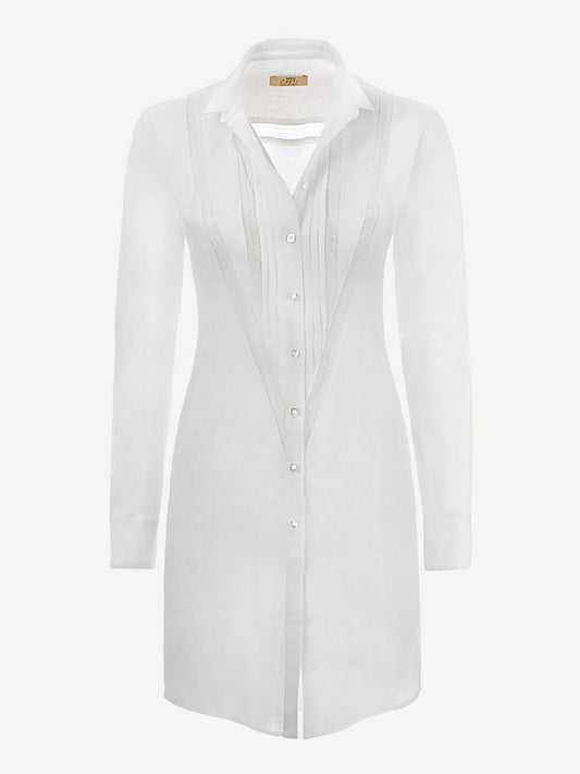 Camicia Royal 100% Capri white linen shirt front