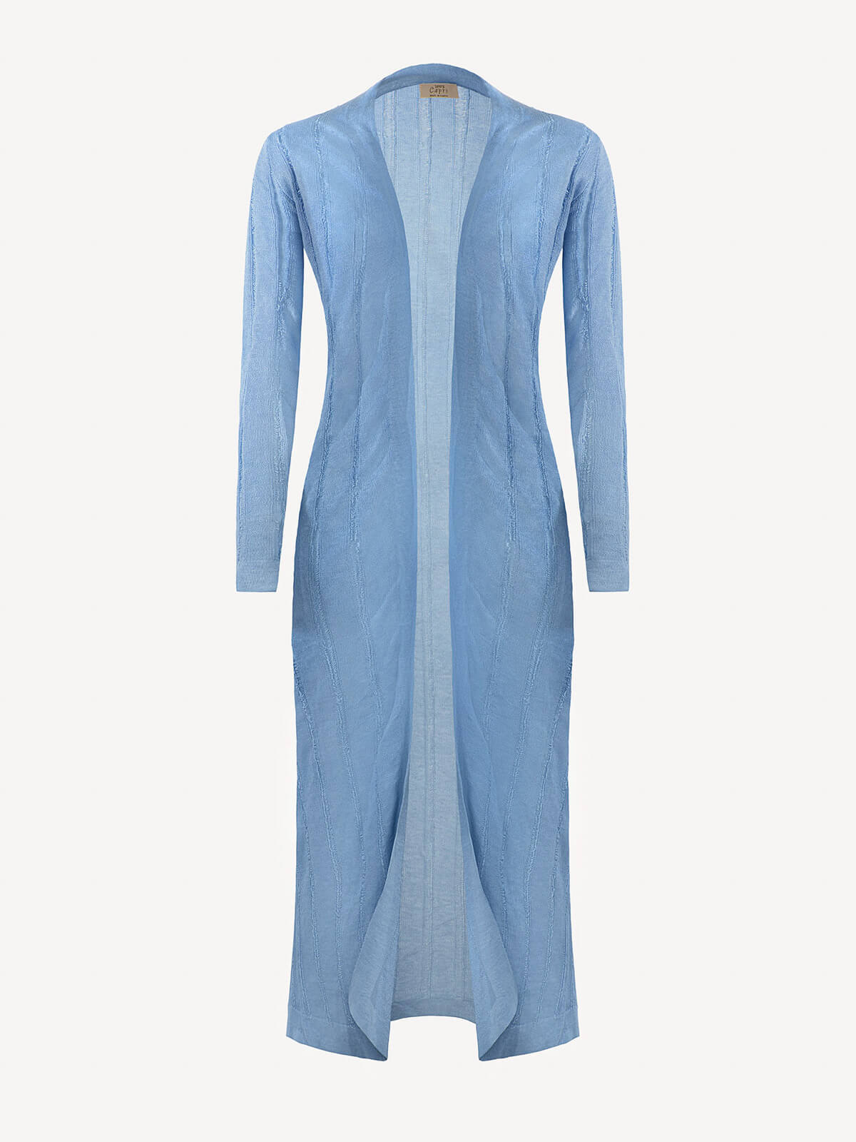 Cappotto Lungo Sfrangiato 100% Capri jeans linen dress front