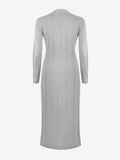 Cappotto Lungo Sfrangiato 100% Capri light grey linen dress back