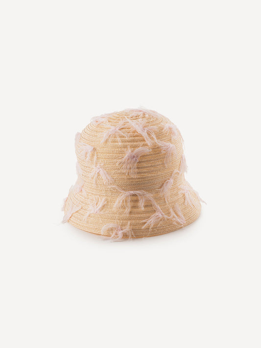 Cloche Bon Effiloche 100% Capri pink straw hat